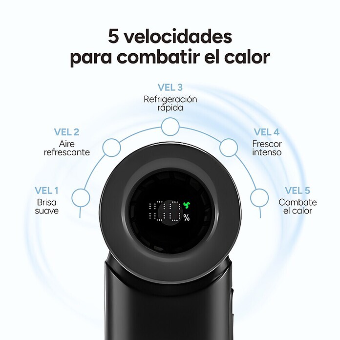 Ventilador de mano AirGo Turbo KSIX Negro (4 W, Duración de la batería: 2,8 h - 8 h) | BAUHAUS