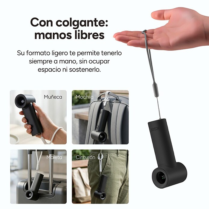 Ventilador de mano AirGo Turbo KSIX Negro (4 W, Duración de la batería: 2,8 h - 8 h) | BAUHAUS