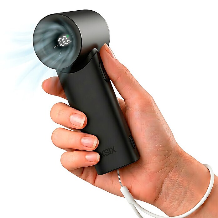 Ventilador de mano AirGo Turbo KSIX Negro (4 W, Duración de la batería: 2,8 h - 8 h) | BAUHAUS