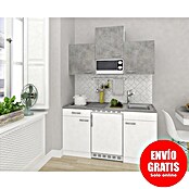 Respekta Cocina compacta Malia (Ancho: 150 cm, Blanco, Gris, Placa vitrocerámica, frigorífico y microondas) | BAUHAUS