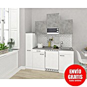 Respekta Cocina compacta Malia (Ancho: 180 cm, Blanco, Gris, Frigoríficom placa vitrocerámica y microondas) | BAUHAUS