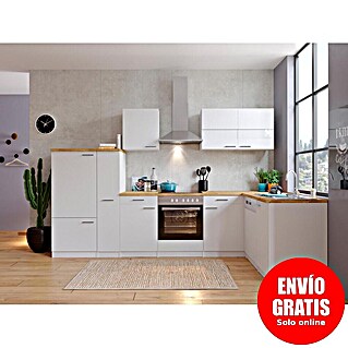 Respekta Cocina esquinera Malia bajo (An x Pr: 310 x 172 cm, Blanco, Con electrodomésticos)