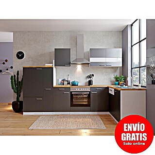 Respekta Cocina esquinera Malia bajo (An x Pr: 310 x 172 cm, Gris, Con electrodomésticos)