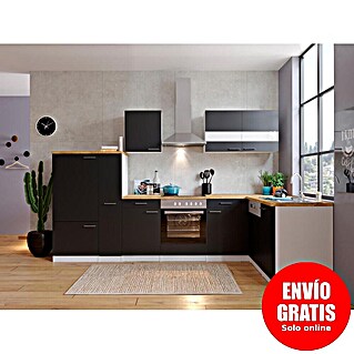 Respekta Cocina esquinera Malia bajo (An x Pr: 310 x 172 cm, Negro, Con electrodomésticos)