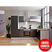 Respekta Cocina esquinera (172 x 280 cm, Con dispositivos eléctricos, Gris)