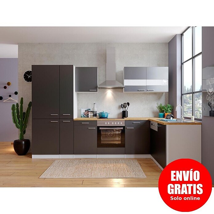 Respekta Cocina esquinera (172 x 310 cm, Gris)