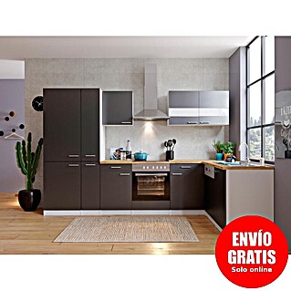 Respekta Cocina esquinera (An x Pr: 310 x 172 cm, Gris, Con electrodomésticos)