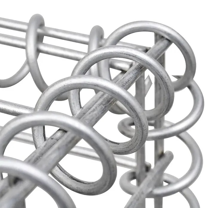 Furnicato Gabionen-Hochbeet - 40 x 260 x 150 cm - Komplexes silbernes Metallpuzzle mit ineinandergreifenden Ringen und Stäben.