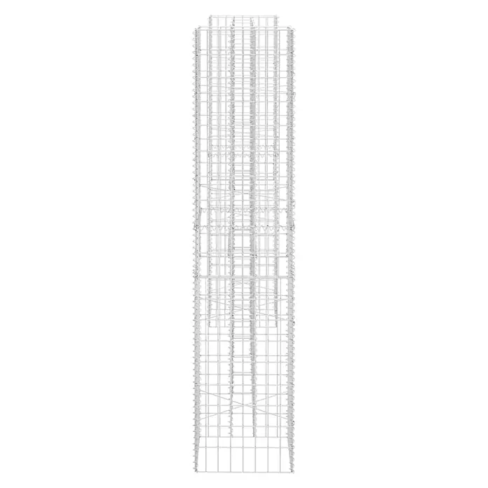 Furnicato Gabionen-Hochbeet - 40 x 260 x 180 cm - Hoher, leerer rechteckiger Gabionenkorb aus silbernem Drahtgeflecht.