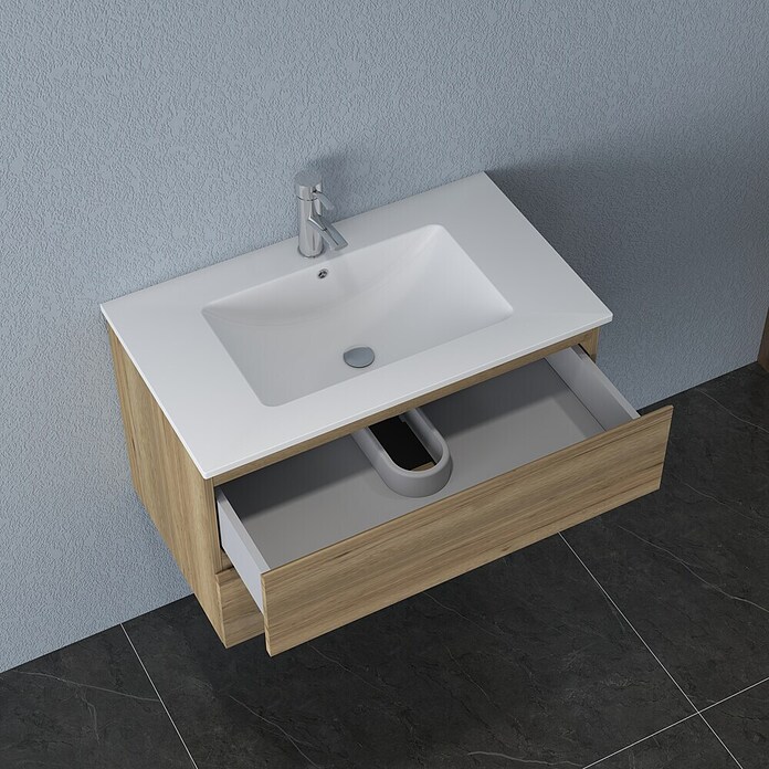 Nortiq Living Badmeubelset Brazil (Totale breedte badmeubel: 81 cm, Halifax eiken) | BAUHAUS
