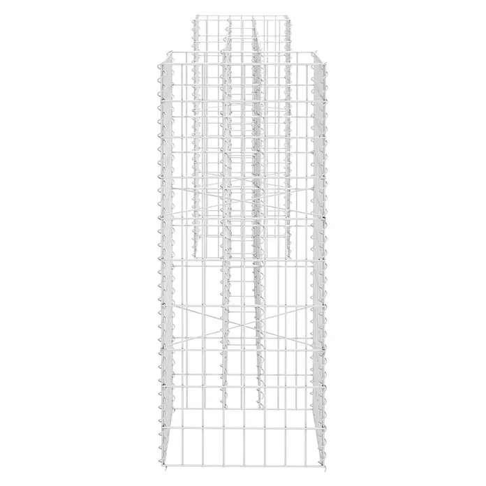 Furnicato Gabionen-Hochbeet - 40 x 260 x 100 cm - Leerer Gabionenkorb aus silbernem Drahtgeflecht mit Innenverstrebungen, bereit zum Befüllen.