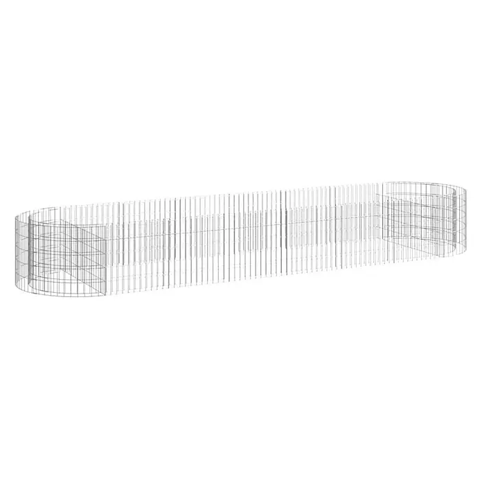 Furnicato Gabionen-Hochbeet - 100 x 400 x 50 cm, Metall, Fassungsvermögen Erde: 2.000 g - Drahtgitter-Strukturrahmen mit gekrümmten Enden, ähnlich einem langen Käfig- oder Tunnelskelett.