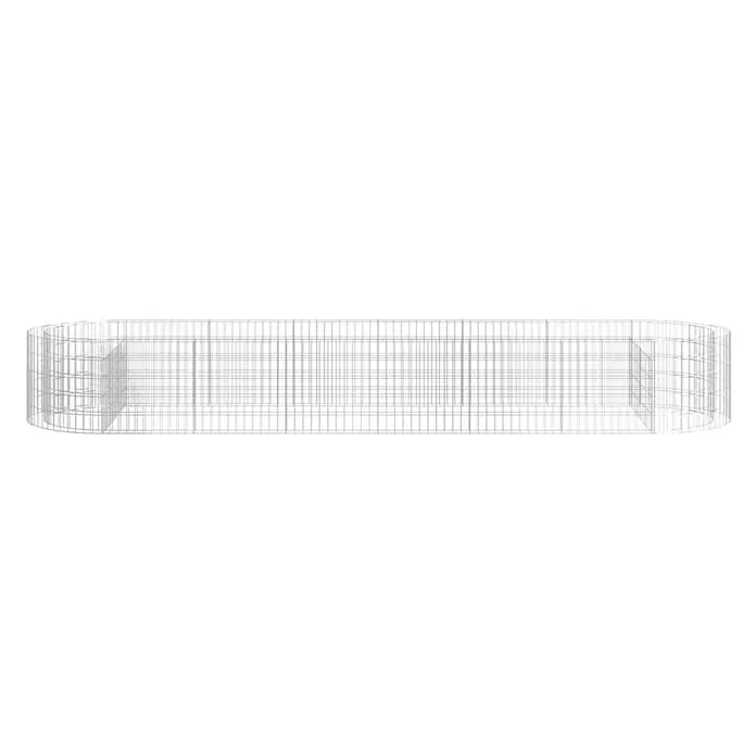 Furnicato Gabionen-Hochbeet - 100 x 400 x 50 cm, Metall, Fassungsvermögen Erde: 2.000 g - Helles graues Drahtgitter eines ovalen Zylinders.