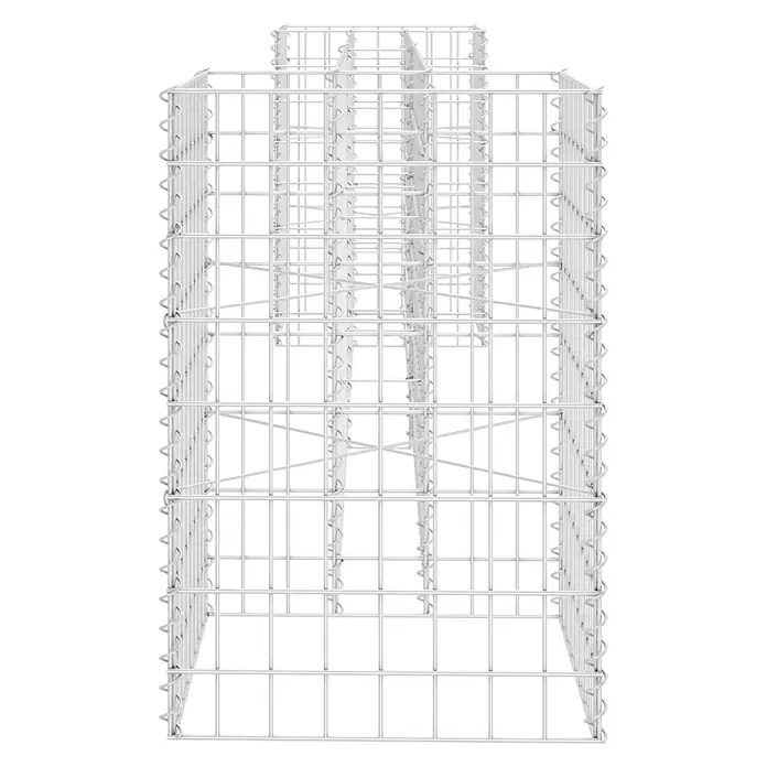 Furnicato Gabionen-Hochbeet - 40 x 260 x 60 cm - Leerer Gabionenkorb aus silbernem Drahtgeflecht, bereit zum Befüllen.