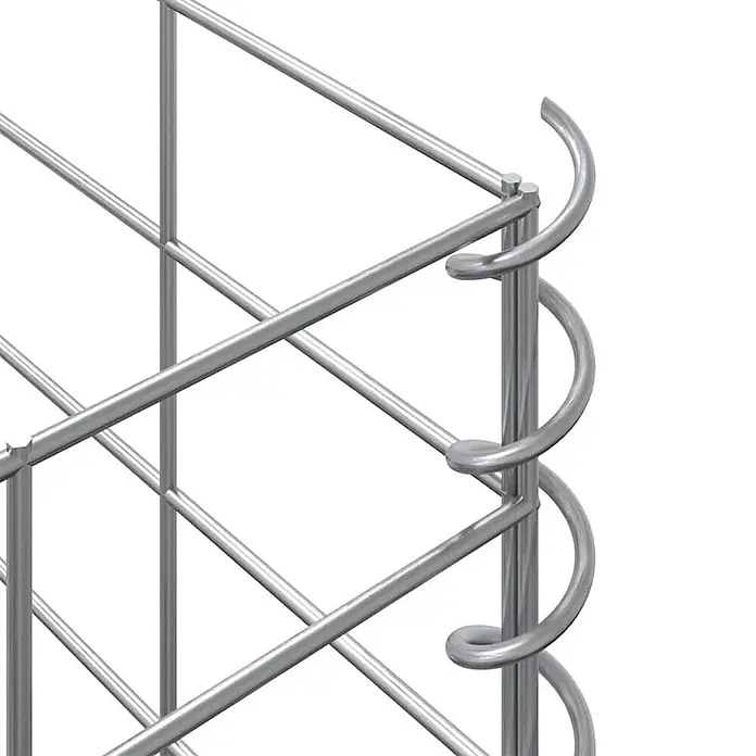 Furnicato Gabionen-Hochbeet - 30 x 30 x 200 cm, Metall, Fassungsvermögen Erde: 1.200 g - Silberfarbenes Metallgitterpaneel mit spiraliger Verbindung.