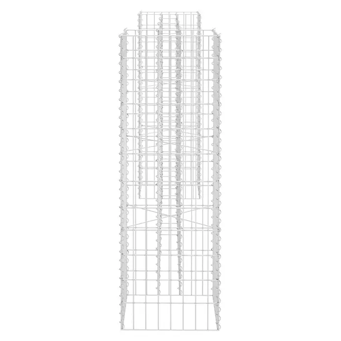 Furnicato Gabionen-Hochbeet - 40 x 260 x 120 cm - Hoher, leerer, weißer Gabionenkorb aus Metallgeflecht mit inneren Trennwänden.