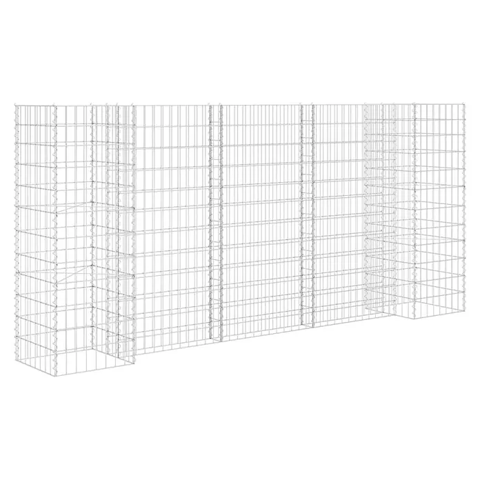 Furnicato Gabionen-Hochbeet - 40 x 260 x 120 cm - Weiße Drahtgeflecht-Gabionenwand, eine moduläre Struktur für Steinmauern oder Stützwände.