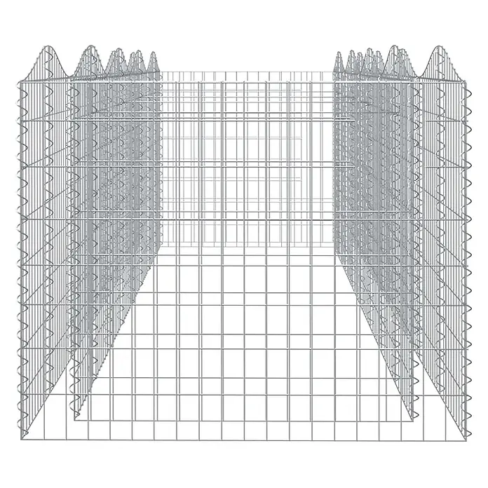 Furnicato Gabionen-Hochbeet - 100 x 400 x 100 cm, Metall, Fassungsvermögen Erde: 4.000 g - Graue Gabionenkörbe aus Drahtgeflecht, bereit zum Befüllen als Stützmauer oder Kanal.