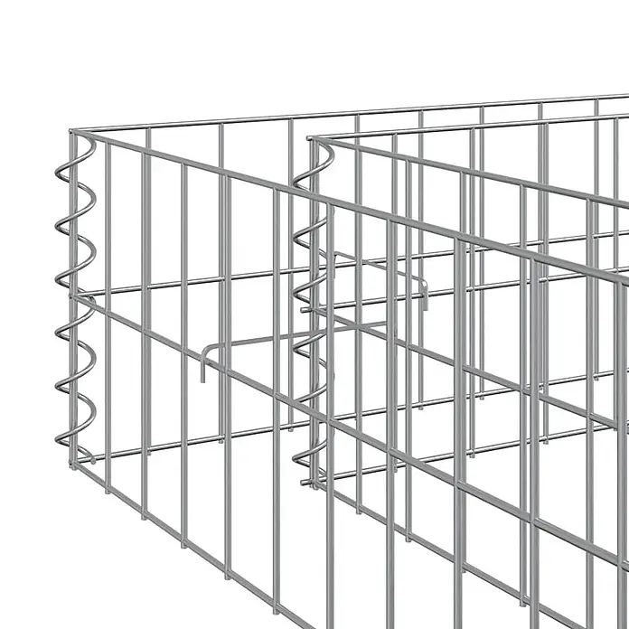 Furnicato Gabionen-Hochbeet - 80 x 100 x 20 cm - Gabionenkorb aus silbernem Drahtgeflecht.