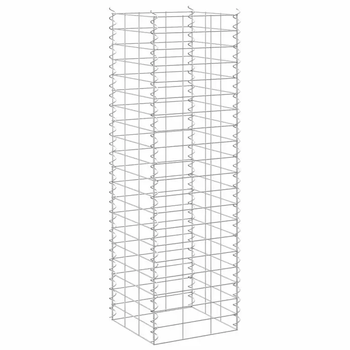 Furnicato Gabionen-Hochbeet - 30 x 30 x 100 cm - Hoher, rechteckiger Gabionenkorb aus silberfarbenem Drahtgeflecht, ideal für Stützmauern oder Dekoration.