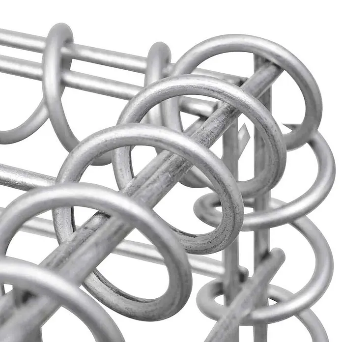 Furnicato Gabionen-Hochbeet - 30 x 180 x 10 cm - Silbernes Metallgeflecht aus runden Stäben, das eine Gitterstruktur bildet.