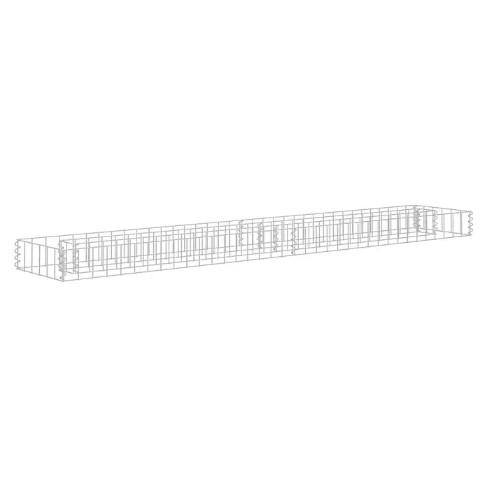 Furnicato Gabionen-Hochbeet - 30 x 180 x 10 cm - Rechteckiger hellgrauer Drahtgeflecht-Gabionenkorb mit inneren wellenförmigen Verstärkungsdrähten.