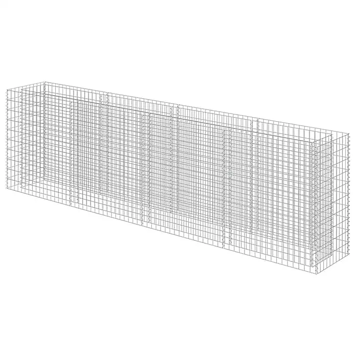 Furnicato Gabionen-Hochbeet - 50 x 360 x 100 cm - Rechteckiger Gabionenkorb aus grauem Metallgitter.