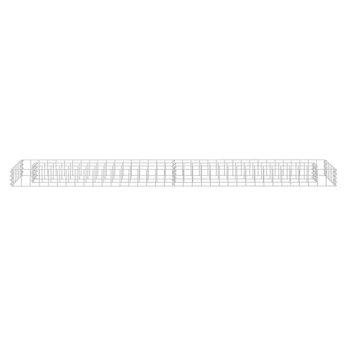 Furnicato Gabionen-Hochbeet - 30 x 180 x 10 cm - Länglicher, rechteckiger Drahtgitterkorb aus grauem Metall mit Innenunterteilungen und verstärkten Enden.