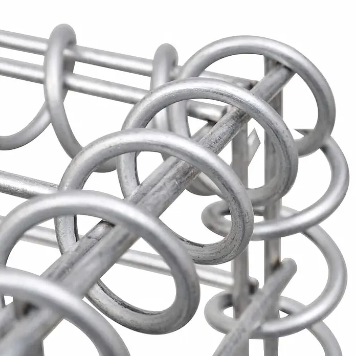 Furnicato Gabionen-Hochbeet - 50 x 360 x 100 cm - Komplexe silberne Metallstruktur mit ineinander verwobenen Stäben und Schlaufen.