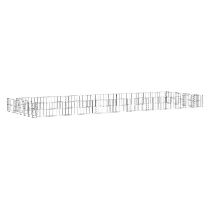 Furnicato Gabionen-Hochbeet - 100 x 300 x 20 cm, Stahl, Fassungsvermögen Erde: 600 g - Rechteckiger Drahtgitter-Gabionenkorb mit Innenunterteilungen.
