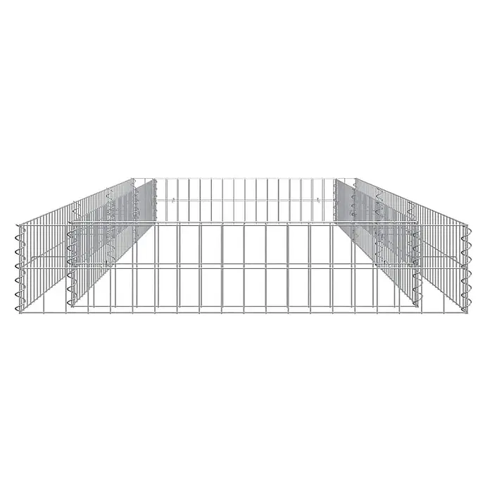 Furnicato Gabionen-Hochbeet - 300 x 100 x 20 cm - Leerer, rechteckiger Gabionenkorb aus silbernem Drahtgeflecht.
