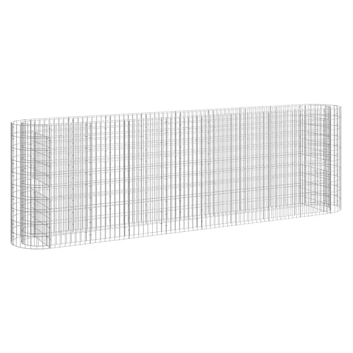 Furnicato Gabionen-Hochbeet - 50 x 330 x 100 cm, Metall, Fassungsvermögen Erde: 1.650 g - Graues Metallgitter in geschwungener Rechteckform zur Bewehrung oder Umzäunung.