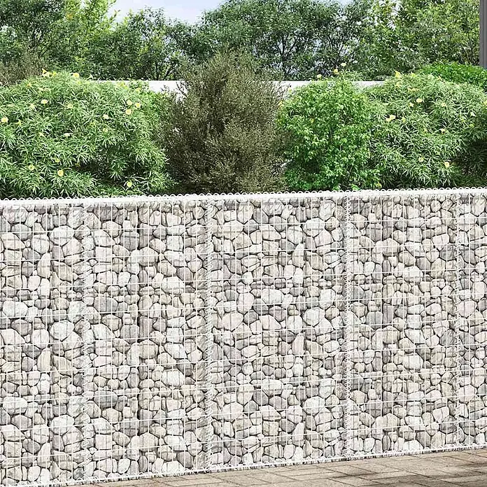Furnicato Gabionen-Hochbeet - 20 x 100 x 100 cm - Gabionenwand aus hellem Drahtgeflecht mit grauen Steinen, als Gartenzaun. Natürlicher Sichtschutz.