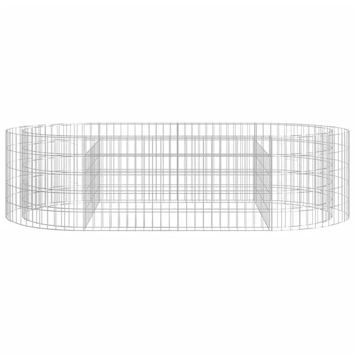 Furnicato Gabionen-Hochbeet - 100 x 200 x 50 cm, Metall, Fassungsvermögen Erde: 1.000 g - Länglicher, ovaler Gabionenkorb aus grauem Drahtgeflecht mit Trennwänden für die Gartengestaltung.