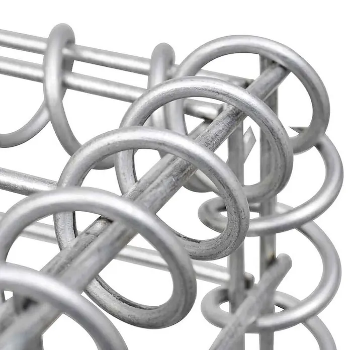 Furnicato Gabionen-Hochbeet - 20 x 100 x 100 cm - Verspielte Gitterstruktur aus silbernem Metall.
