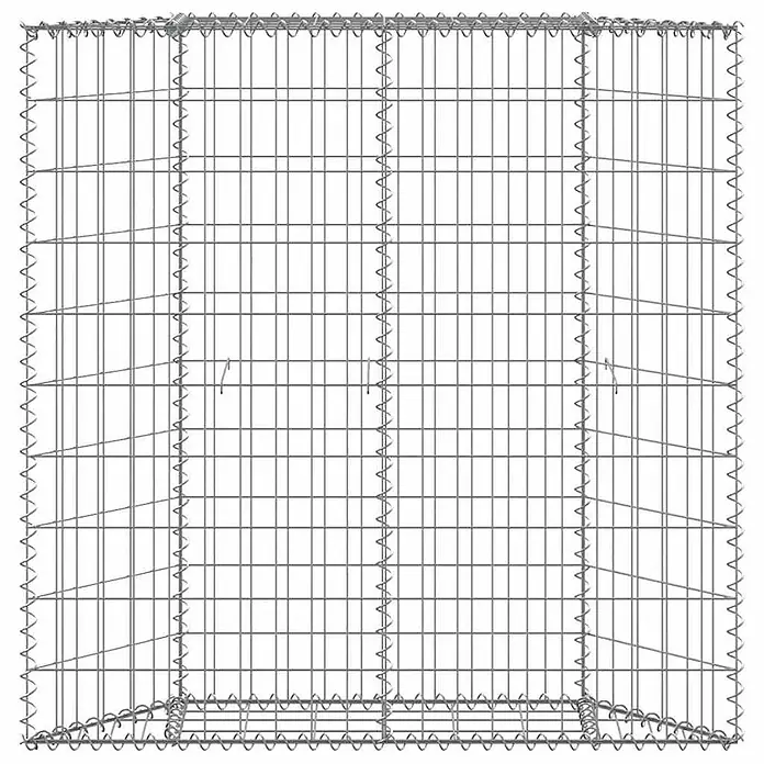 Furnicato Gabionen-Hochbeet - 20 x 100 x 100 cm - Grauer Gabionenkorb aus Metalldraht, bereit zur Steinbefüllung.