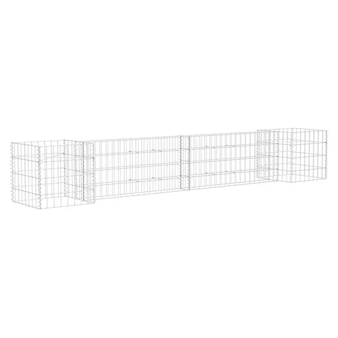 Furnicato Gabionen-Hochbeet - 40 x 260 x 40 cm - Gabion aus silbernem Drahtgeflecht, ein langer rechteckiger Käfig mit Endteilen.