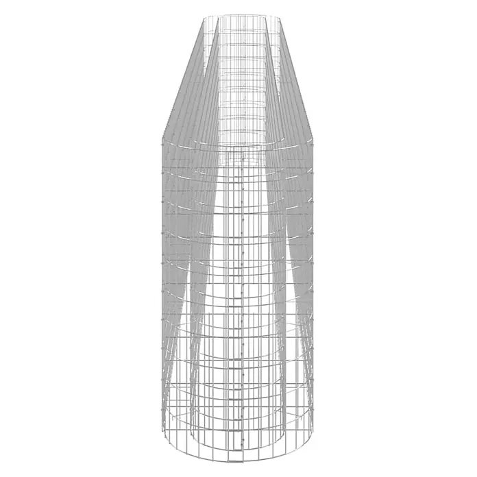 Furnicato Gabionen-Hochbeet - 50 x 470 x 100 cm, Metall, Fassungsvermögen Erde: 2.350 g - Graues Metallgitter-Bewehrung für eine hohe zylindrische Struktur.