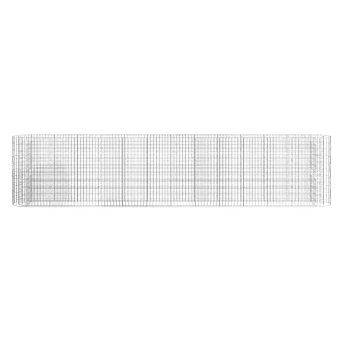 Furnicato Gabionen-Hochbeet - 50 x 470 x 100 cm, Metall, Fassungsvermögen Erde: 2.350 g - Hellgraues Drahtgitter-Rechteckgefäß mit abgerundeten Ecken.