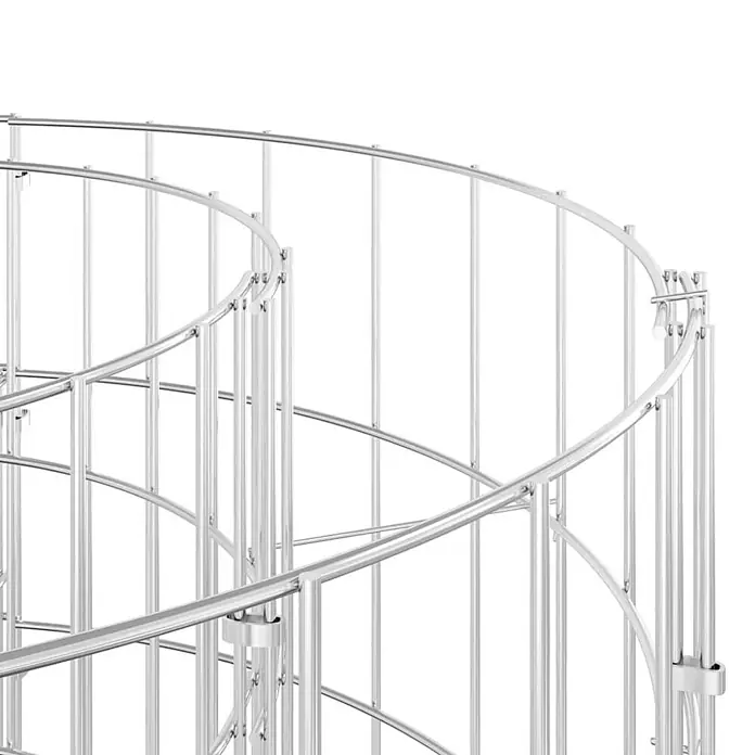 Furnicato Gabionen-Hochbeet verzinktes Eisen - 600 x 100 x 50 cm, Metall, Fassungsvermögen Erde: 3.000 g - Glänzendes silbernes Metall-Wendelgeländer mit mehreren gekrümmten und vertikalen Stäben.