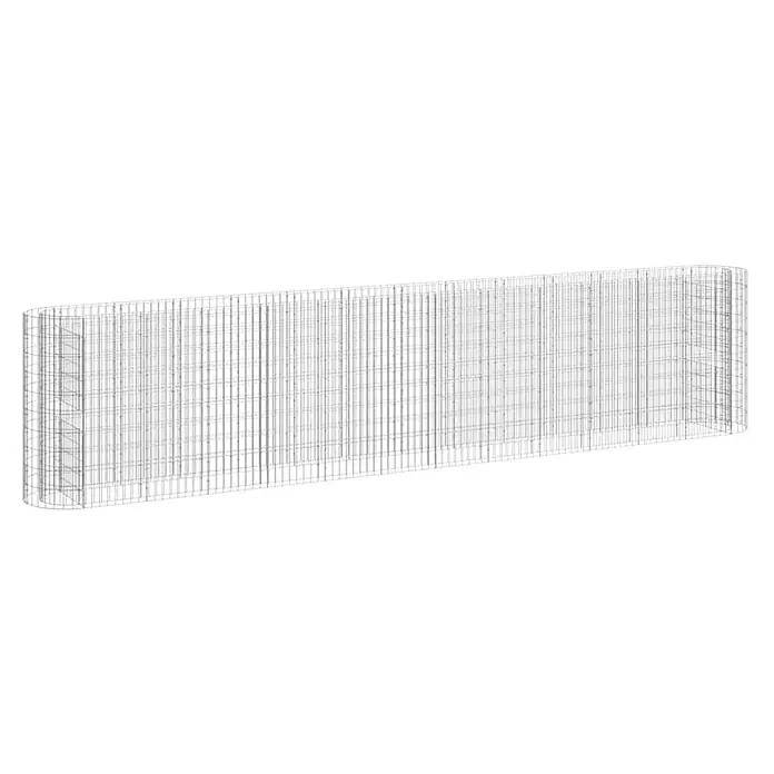 Furnicato Gabionen-Hochbeet - 50 x 470 x 100 cm, Metall, Fassungsvermögen Erde: 2.350 g - Vorgefertigter Stahlbewehrungskorb für eine gekrümmte Betonwand mit vertikaler und horizontaler Bewehrung.