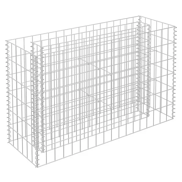 Furnicato Gabionen-Hochbeet - 30 x 90 x 60 cm - Silberfarbener Drahtgeflecht-Gabionenkorb, leer, zum Befüllen mit Steinen.