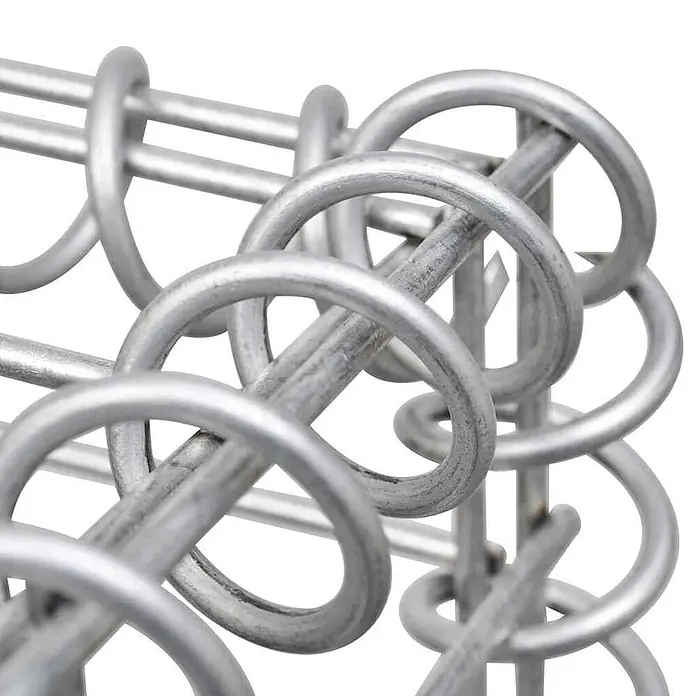 Furnicato Gabionen-Hochbeet - 30 x 90 x 60 cm - Verwickeltes silbernes Metallpuzzle mit ineinandergreifenden Ringen und Stäben.