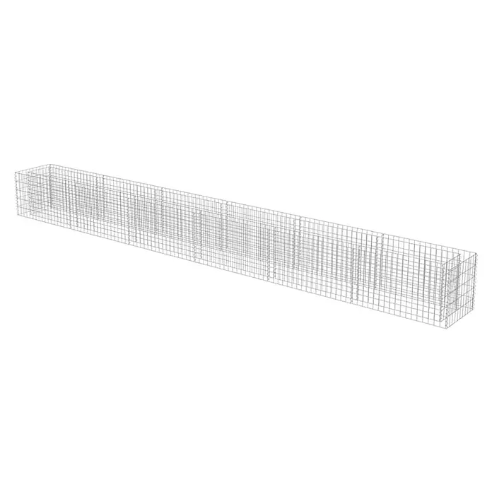 Furnicato Gabionen-Hochbeet - 520 x 50 x 50 cm - Langes, rechteckiges Gabionenkorb aus grauem Drahtgeflecht mit inneren Trennwänden.