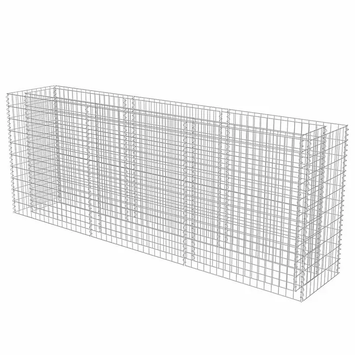 Furnicato Gabionen-Hochbeet - 50 x 270 x 100 cm - Leerer rechteckiger Gabionenkorb aus silbernem Drahtgeflecht.