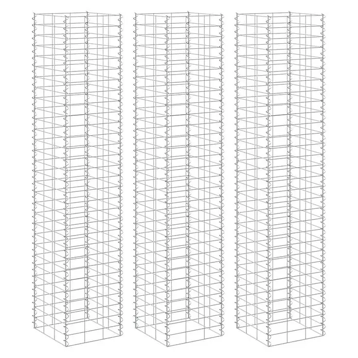 Furnicato Gabionen-Hochbeet - 200 x 30 x 200 cm, Metall, Fassungsvermögen Erde: 180 g - Drei hohe, rechteckige Gabionen aus Drahtgeflecht.