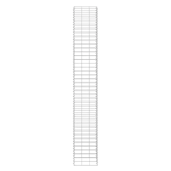 Furnicato Gabionen-Hochbeet - 200 x 30 x 200 cm, Metall, Fassungsvermögen Erde: 180 g - Hohes, schmales silbernes Metallgitter mit mehreren horizontalen Ablagen, wahrscheinlich für Regale oder Präsentationen.