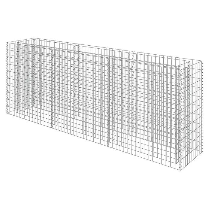 Furnicato Gabionen-Hochbeet - 50 x 270 x 100 cm - Hellgrauer rechteckiger Drahtgeflecht-Gabionenkorb für Gartengestaltung oder Stützmauern.