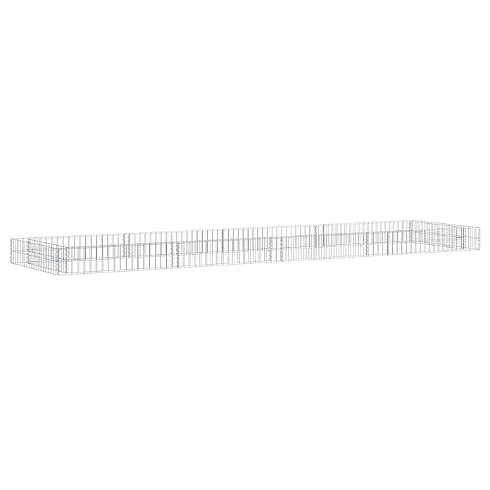 Furnicato Gabionen-Hochbeet - 400 x 100 x 20 cm - Länglicher, rechteckiger Gabionenkorb aus silbernem Metall, ideal für Landschaftsbau oder Hochbeete.