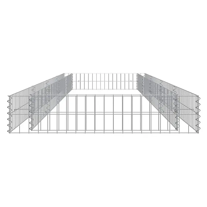 Furnicato Gabionen-Hochbeet - 400 x 100 x 20 cm - Leerer silberner Drahtgitter-Gabionenkorb, bereit zum Befüllen mit Steinen für Landschaftsgestaltung oder Stützmauern.